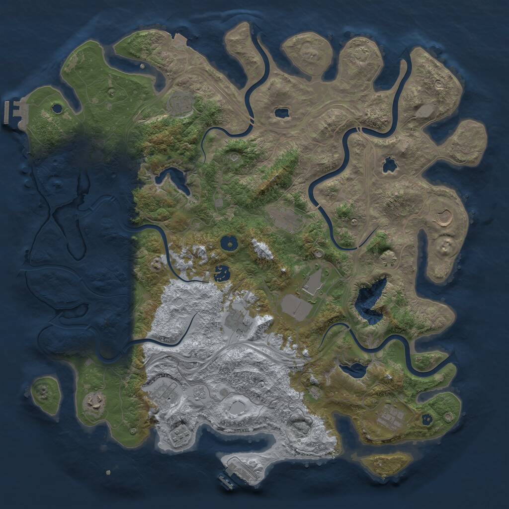 Rust Map: Procedural Map, Size: 4500, Seed: 2115095497, 16 Monuments