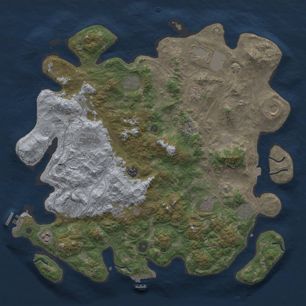 Rust Map: Procedural Map, Size: 4400, Seed: 50001, 17 Monuments