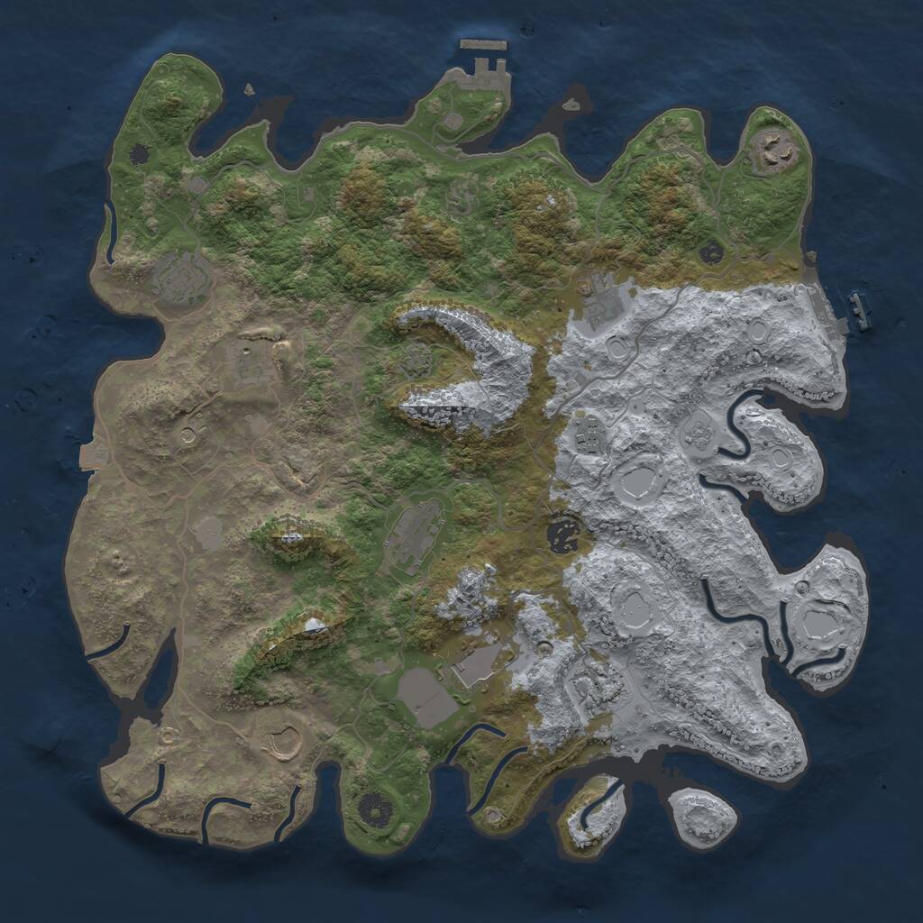 Rust Map: Procedural Map, Size: 4000, Seed: 16270, 16 Monuments