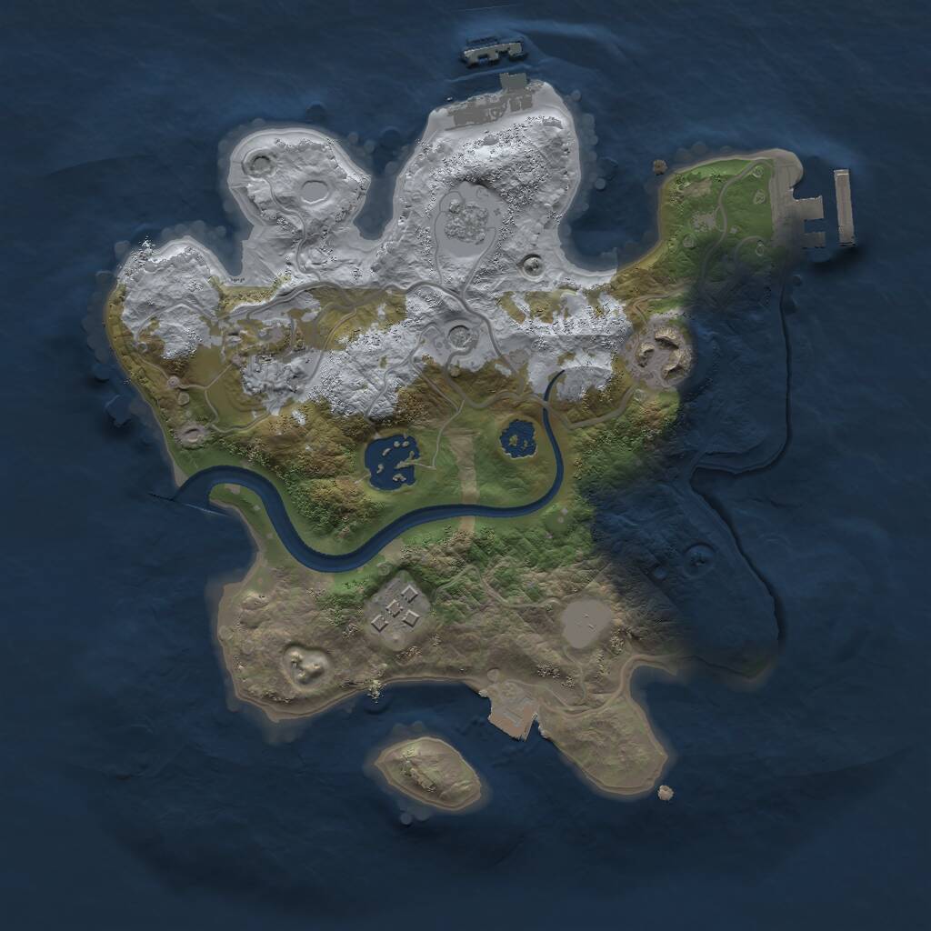 Rust Map: Procedural Map, Size: 2500, Seed: 50002, 9 Monuments