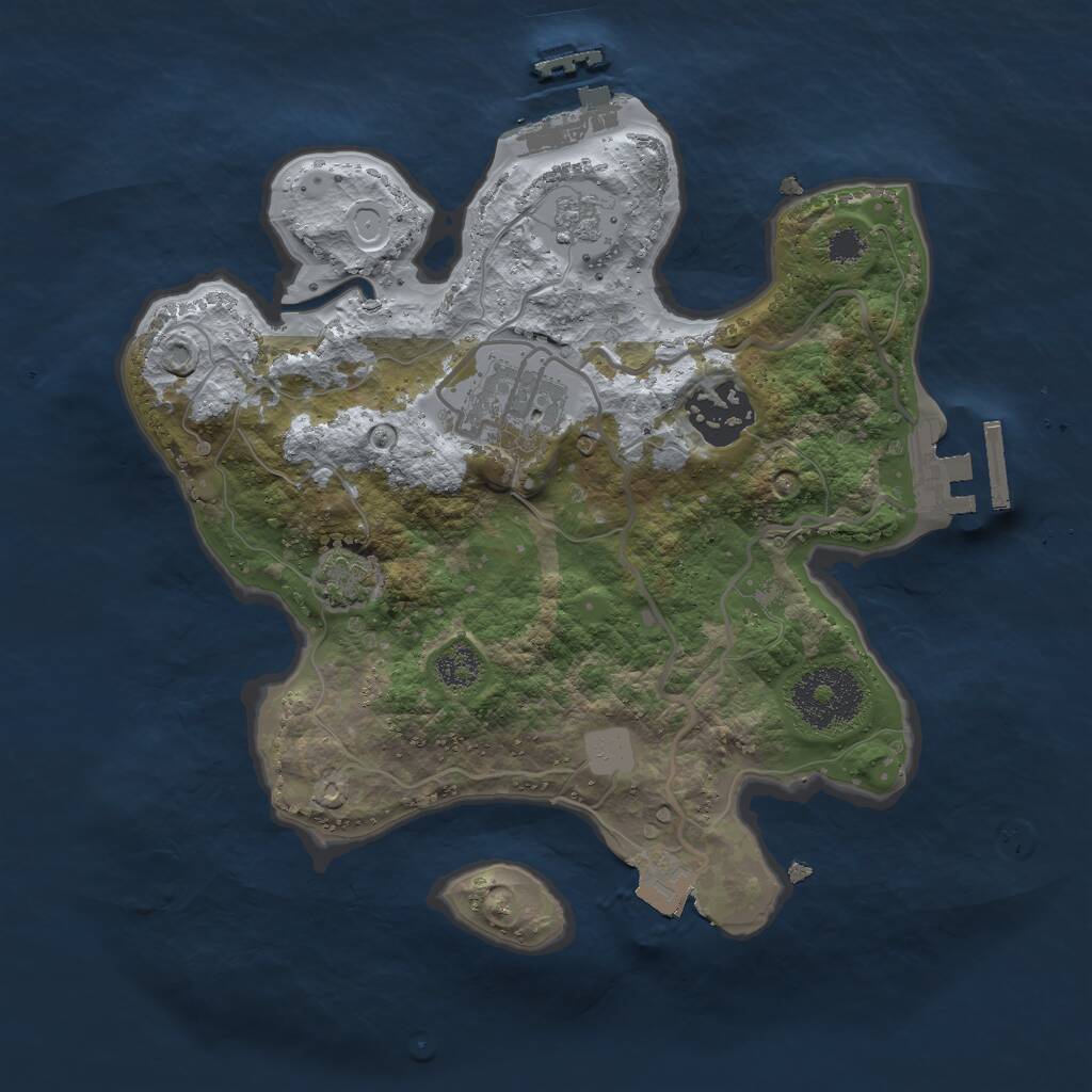 Rust Map: Procedural Map, Size: 2500, Seed: 50002, 7 Monuments