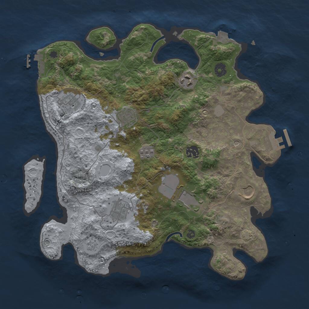 Rust Map: Procedural Map, Size: 3500, Seed: 779699744, 14 Monuments