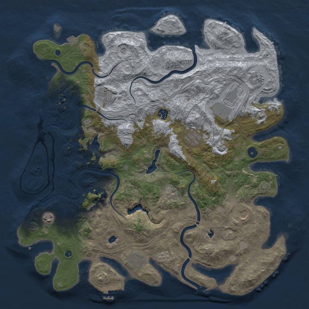Rust Map: Procedural Map, Size: 4500, Seed: 2091350141, 16 Monuments