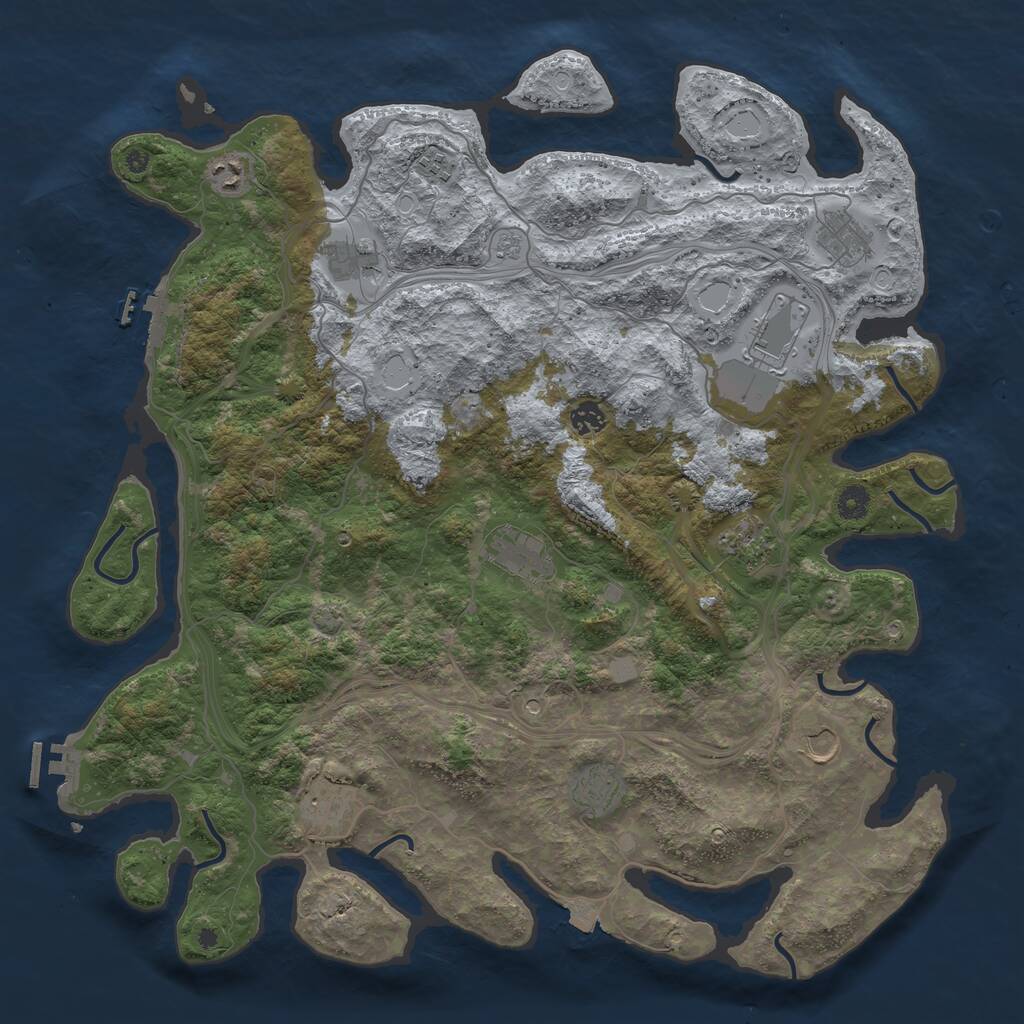 Rust Map: Procedural Map, Size: 4500, Seed: 2091350141, 17 Monuments