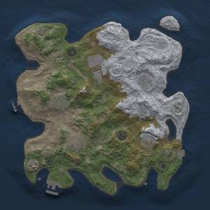 Thumbnail Rust Map: Procedural Map, Size: 3500, Seed: 1615079191, 15 Monuments