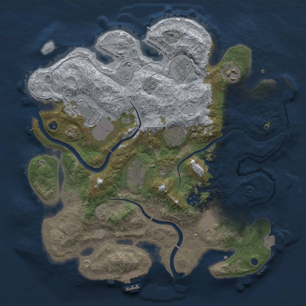 Rust Map: Procedural Map, Size: 3500, Seed: 2104635069, 14 Monuments