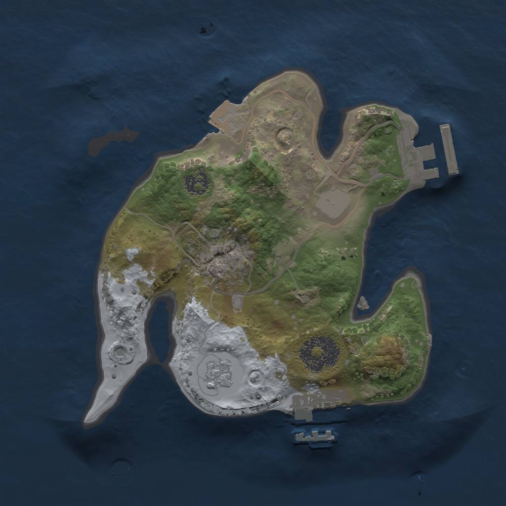 Rust Map: Procedural Map, Size: 2000, Seed: 5762304, 4 Monuments