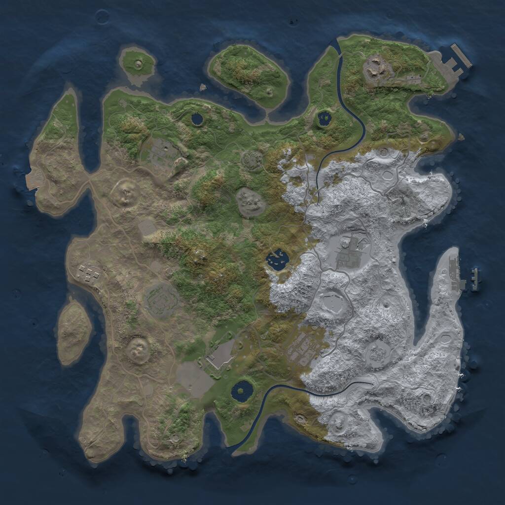 Rust Map: Procedural Map, Size: 3600, Seed: 773587537, 14 Monuments