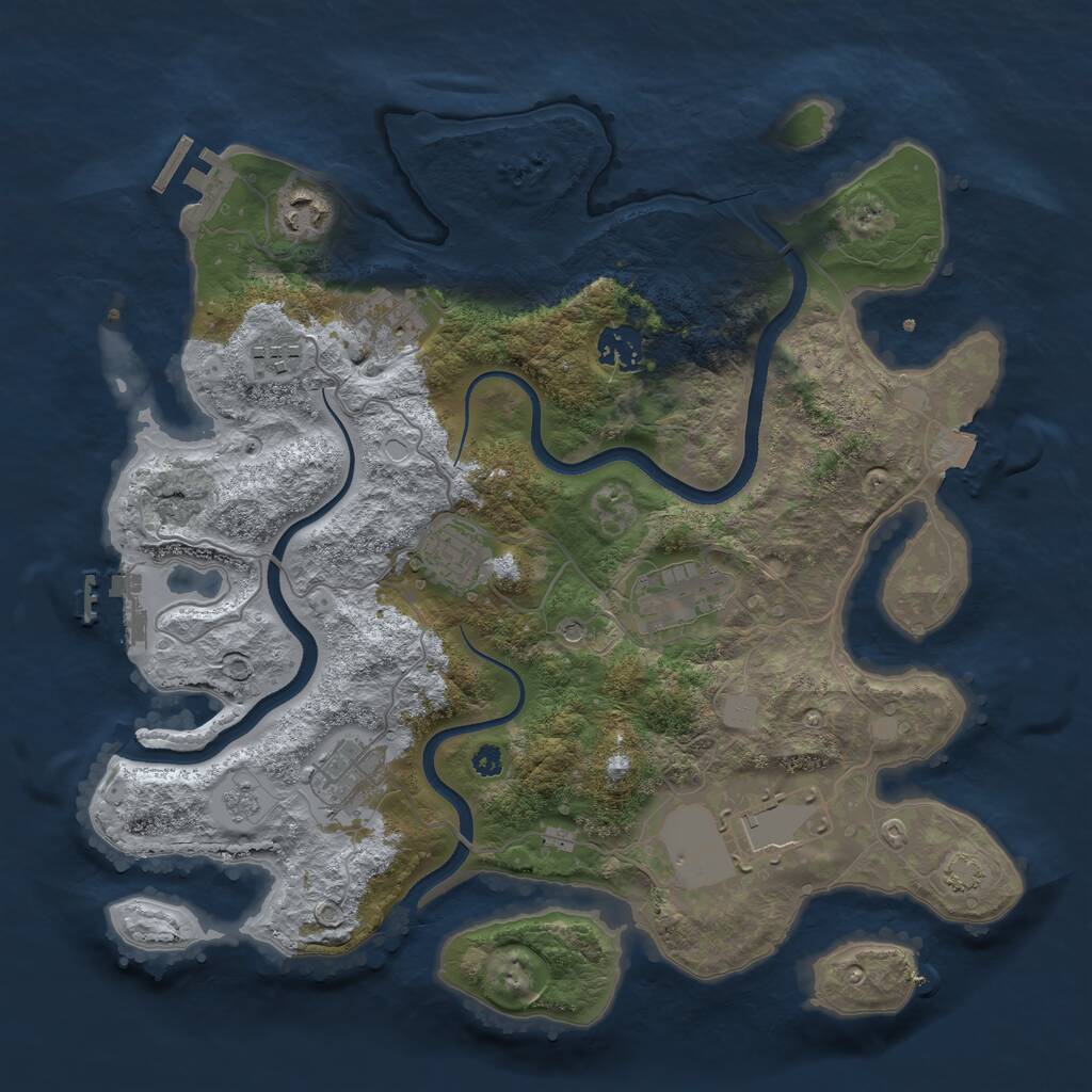 Rust Map: Procedural Map, Size: 3500, Seed: 93360249, 14 Monuments