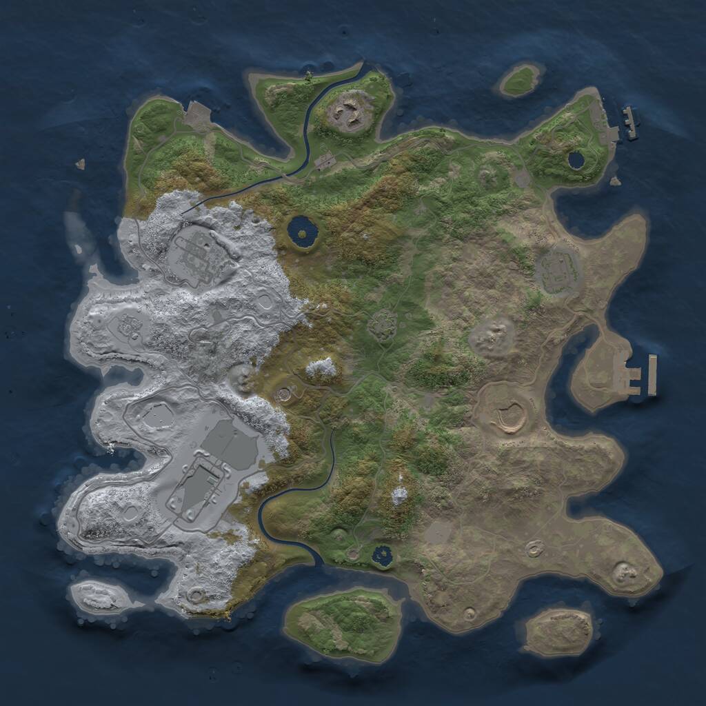 Rust Map: Procedural Map, Size: 3500, Seed: 93360249, 11 Monuments