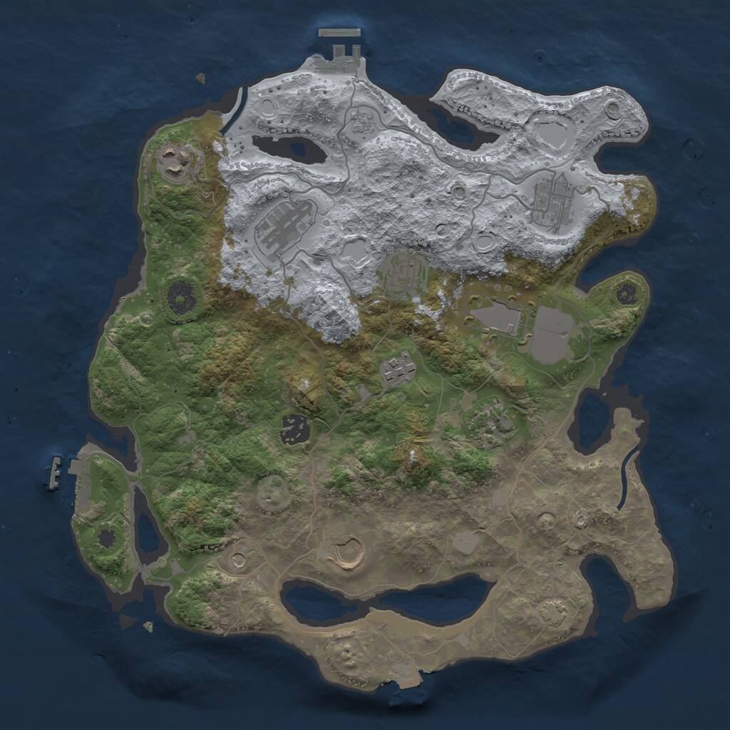 Rust Map: Procedural Map, Size: 3500, Seed: 1366227261, 15 Monuments