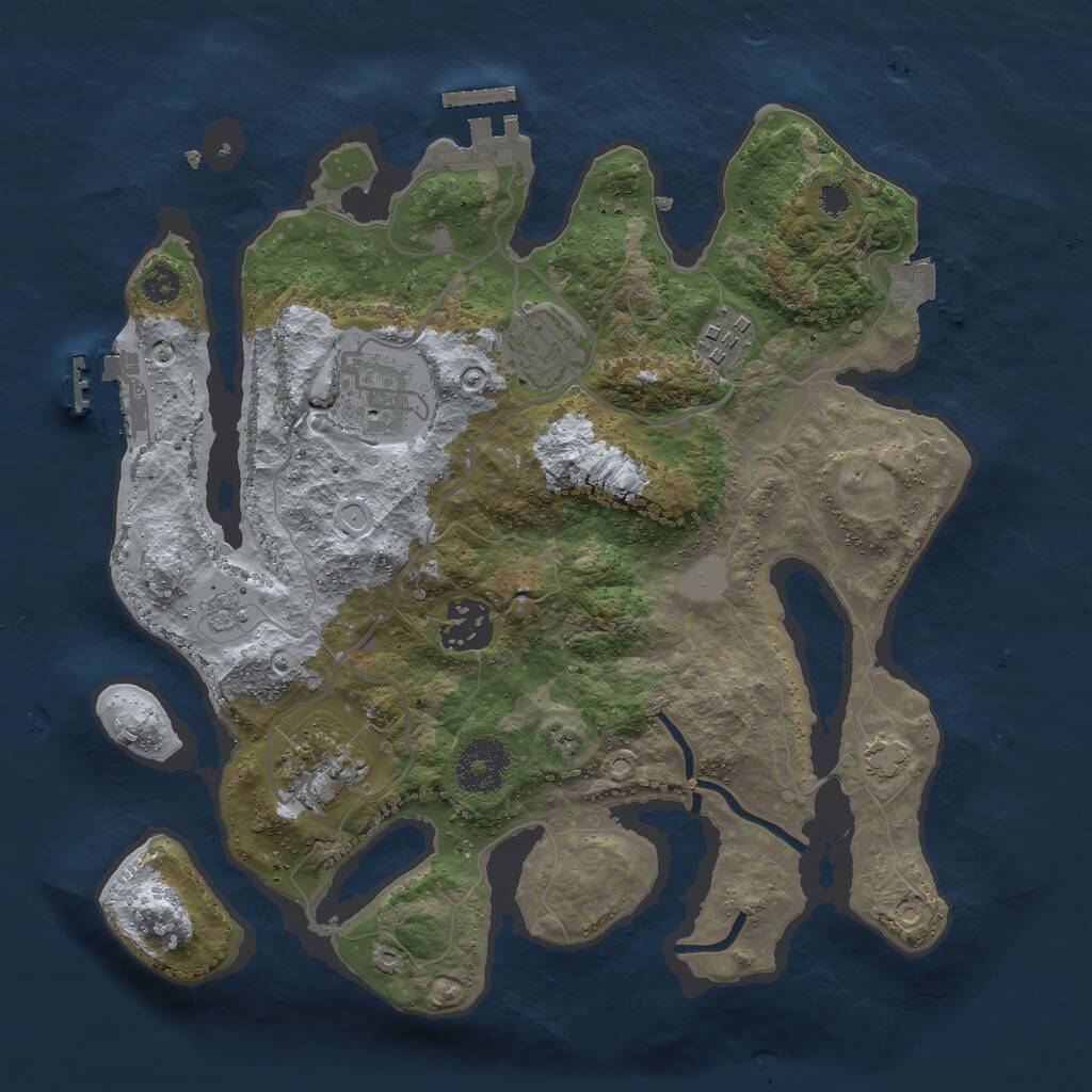 Rust Map: Procedural Map, Size: 3000, Seed: 4563, 10 Monuments