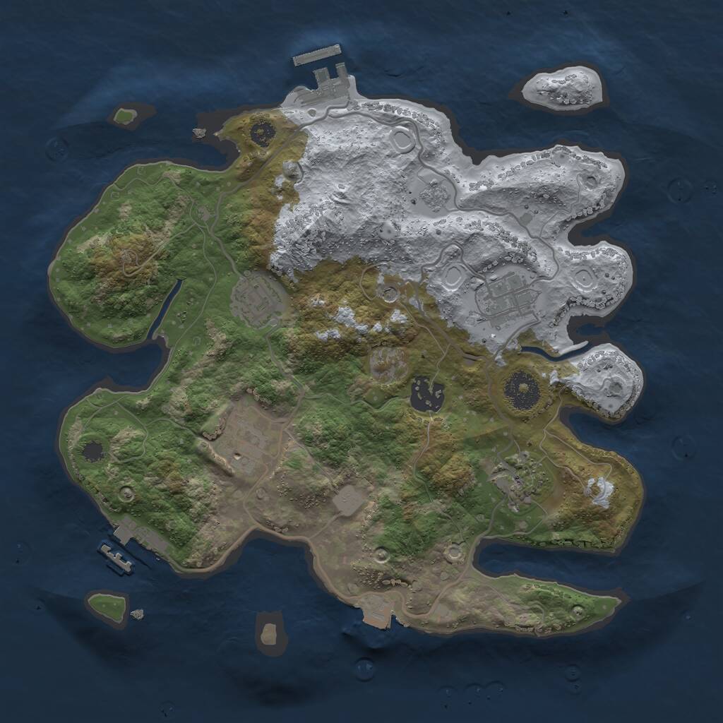 Rust Map: Procedural Map, Size: 3000, Seed: 1483625248, 10 Monuments