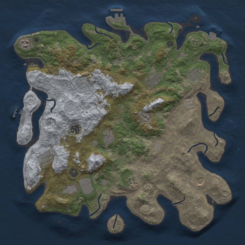 Rust Map: Procedural Map, Size: 4000, Seed: 886426816, 17 Monuments