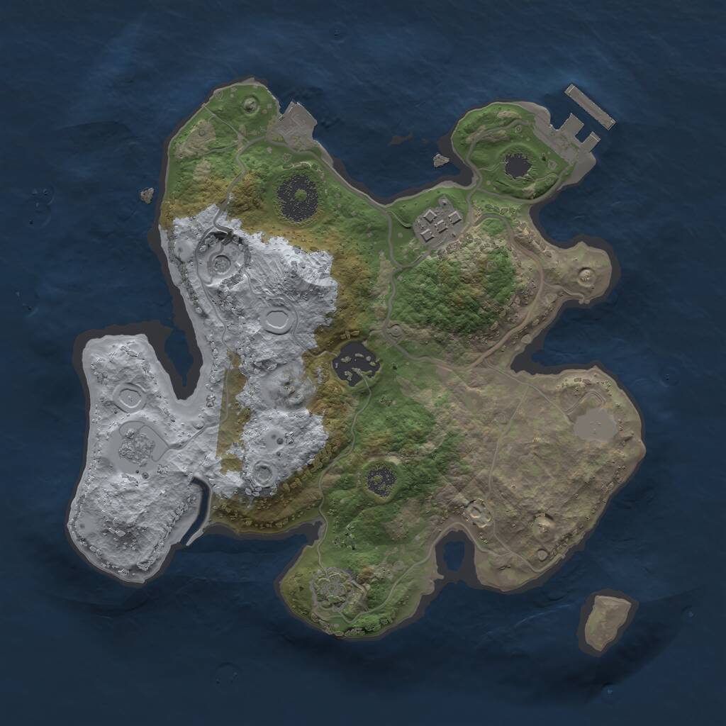 Rust Map: Procedural Map, Size: 2500, Seed: 74673, 7 Monuments