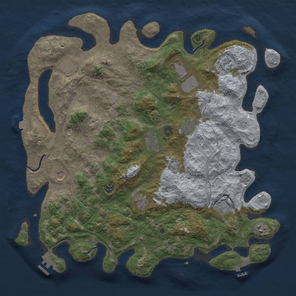 Rust Map: Procedural Map, Size: 4500, Seed: 23452166, 17 Monuments