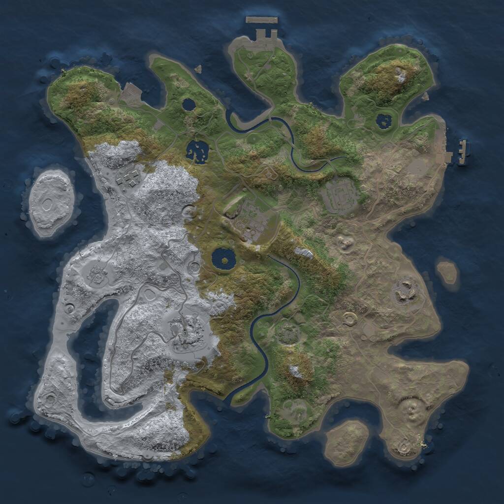 Rust Map: Procedural Map, Size: 3200, Seed: 6325, 12 Monuments