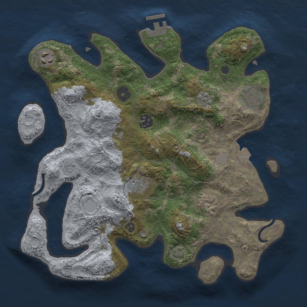 Rust Map: Procedural Map, Size: 3200, Seed: 6325, 11 Monuments