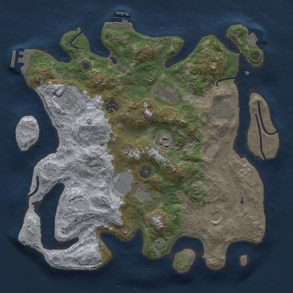 Rust Map: Procedural Map, Size: 3500, Seed: 6325, 14 Monuments