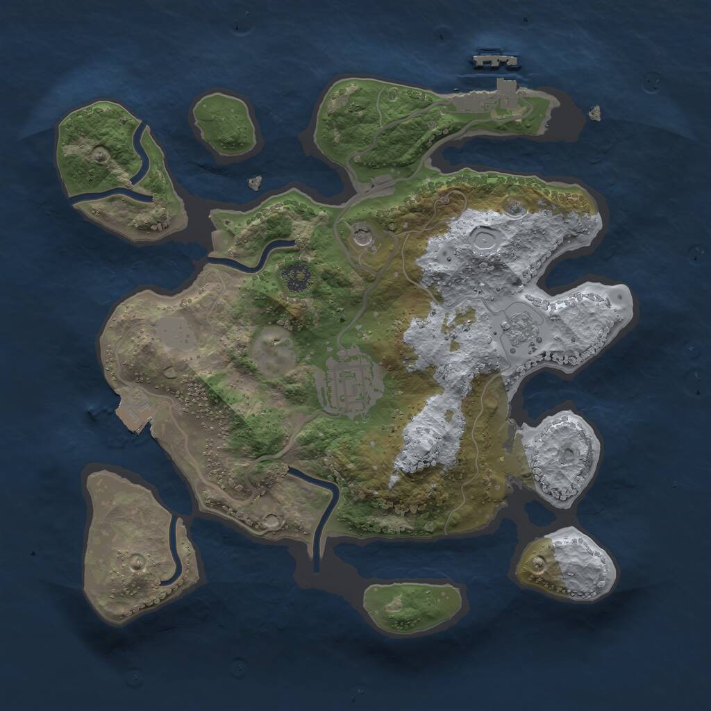 Rust Map: Procedural Map, Size: 2500, Seed: 50007, 5 Monuments