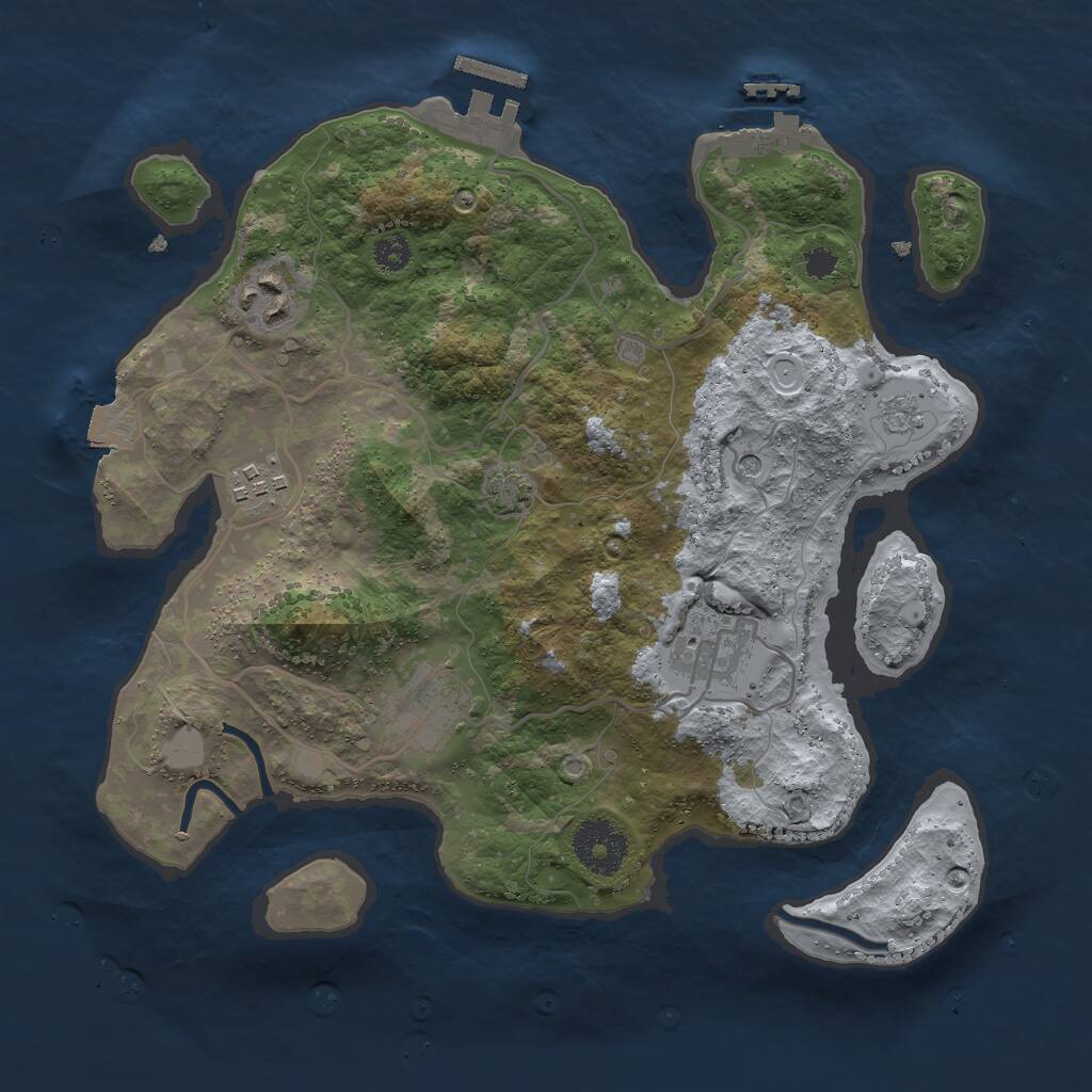 Rust Map: Procedural Map, Size: 3000, Seed: 7236459, 10 Monuments