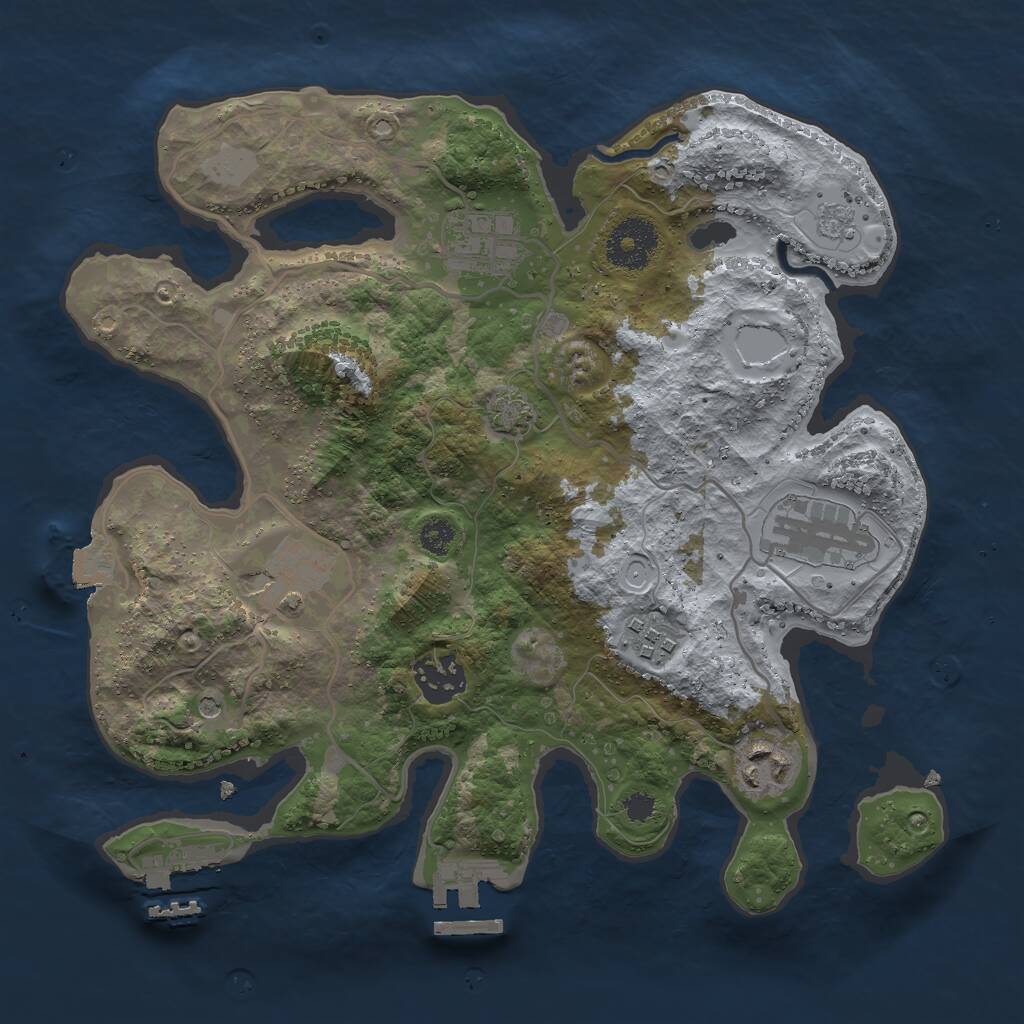 Rust Map: Procedural Map, Size: 3000, Seed: 680485624, 12 Monuments