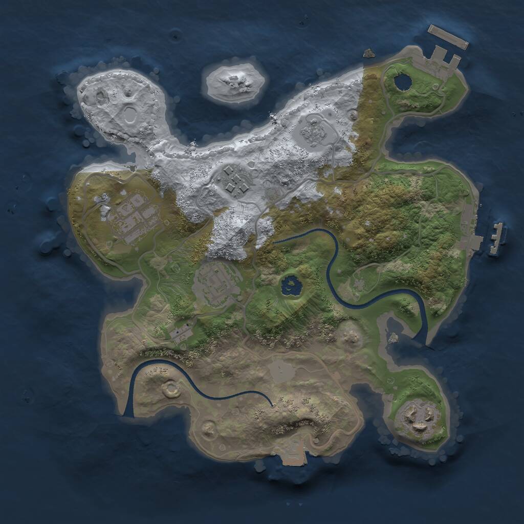 Rust Map: Procedural Map, Size: 2500, Seed: 2104635069, 8 Monuments