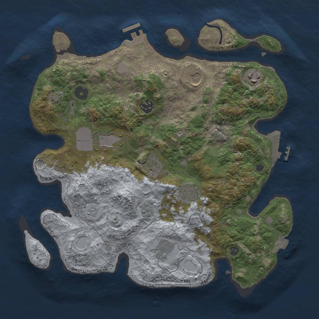 Rust Map: Procedural Map, Size: 3500, Seed: 1652147373, 14 Monuments