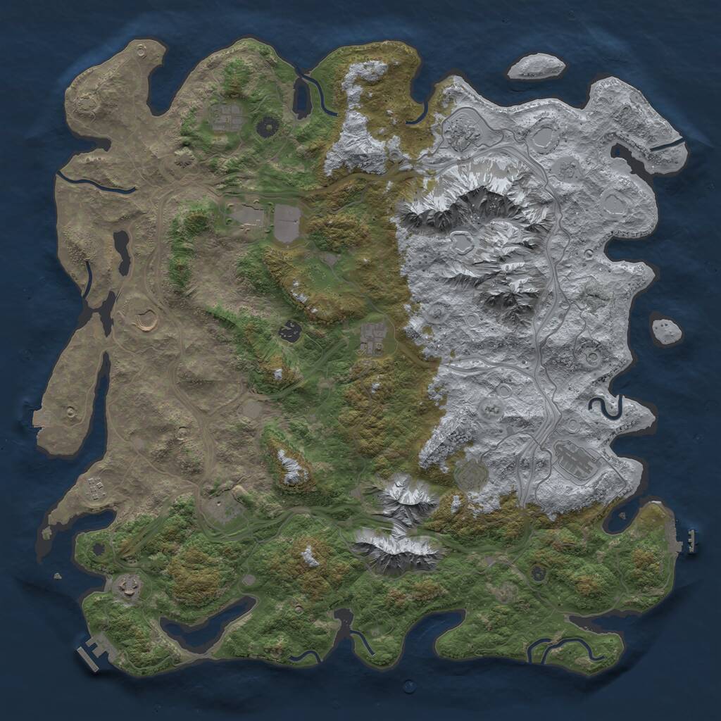 Rust Map: Procedural Map, Size: 5000, Seed: 827610809, 17 Monuments