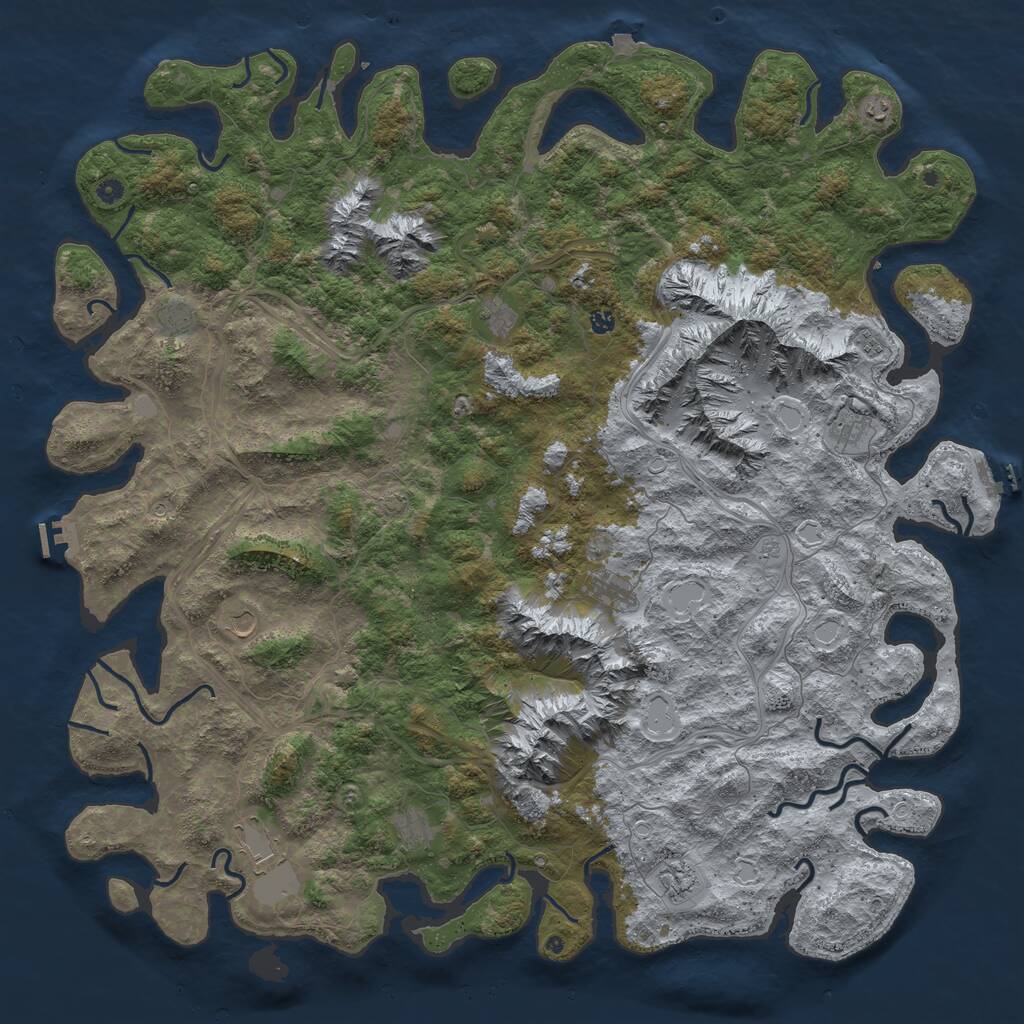 Rust Map: Procedural Map, Size: 6000, Seed: 5643578, 17 Monuments