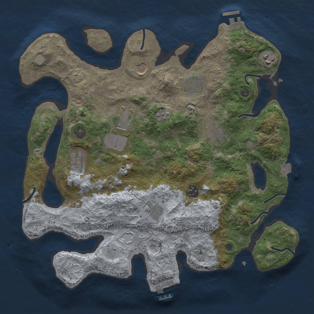Rust Map: Procedural Map, Size: 3700, Seed: 63461, 15 Monuments