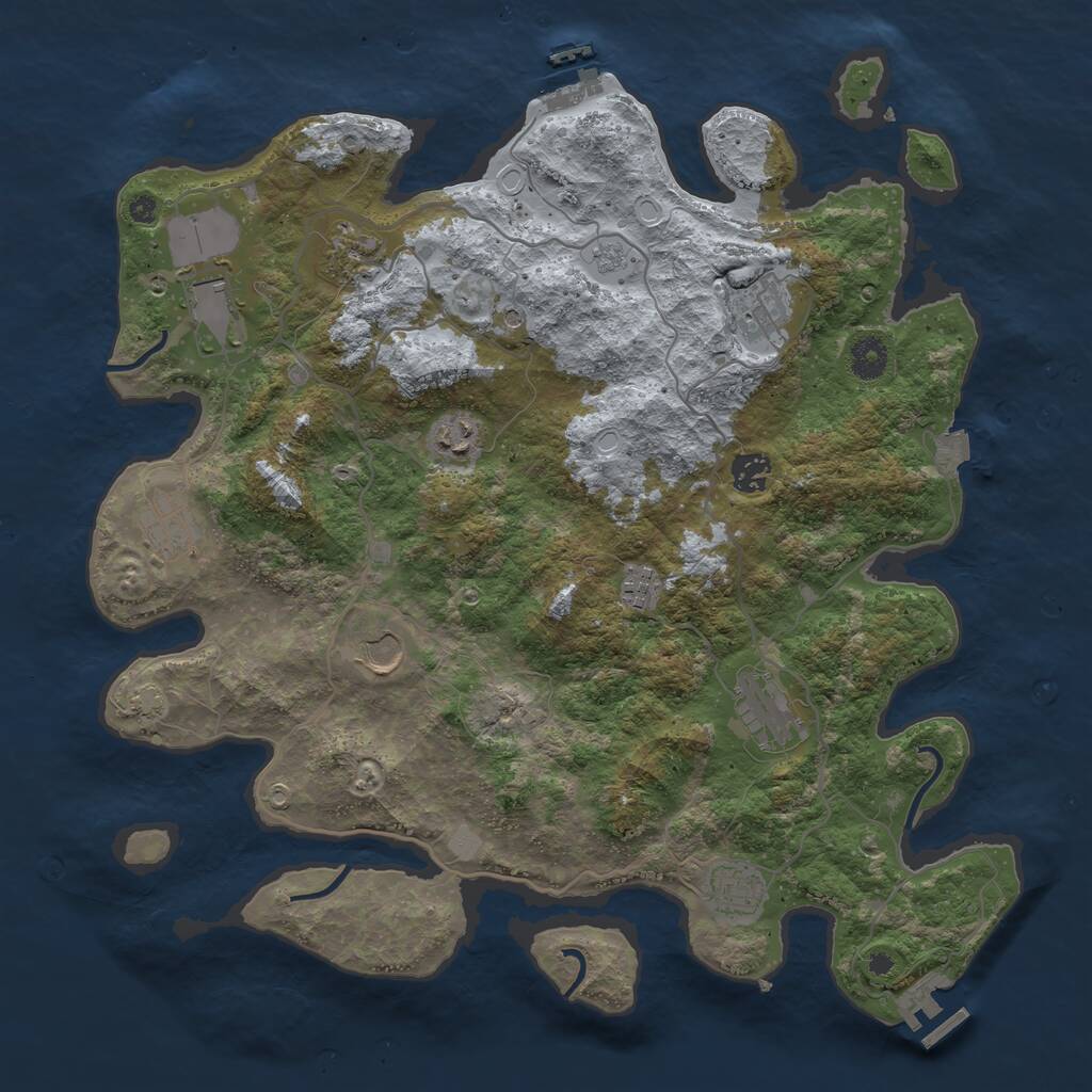 Rust Map: Procedural Map, Size: 4000, Seed: 458990675, 16 Monuments