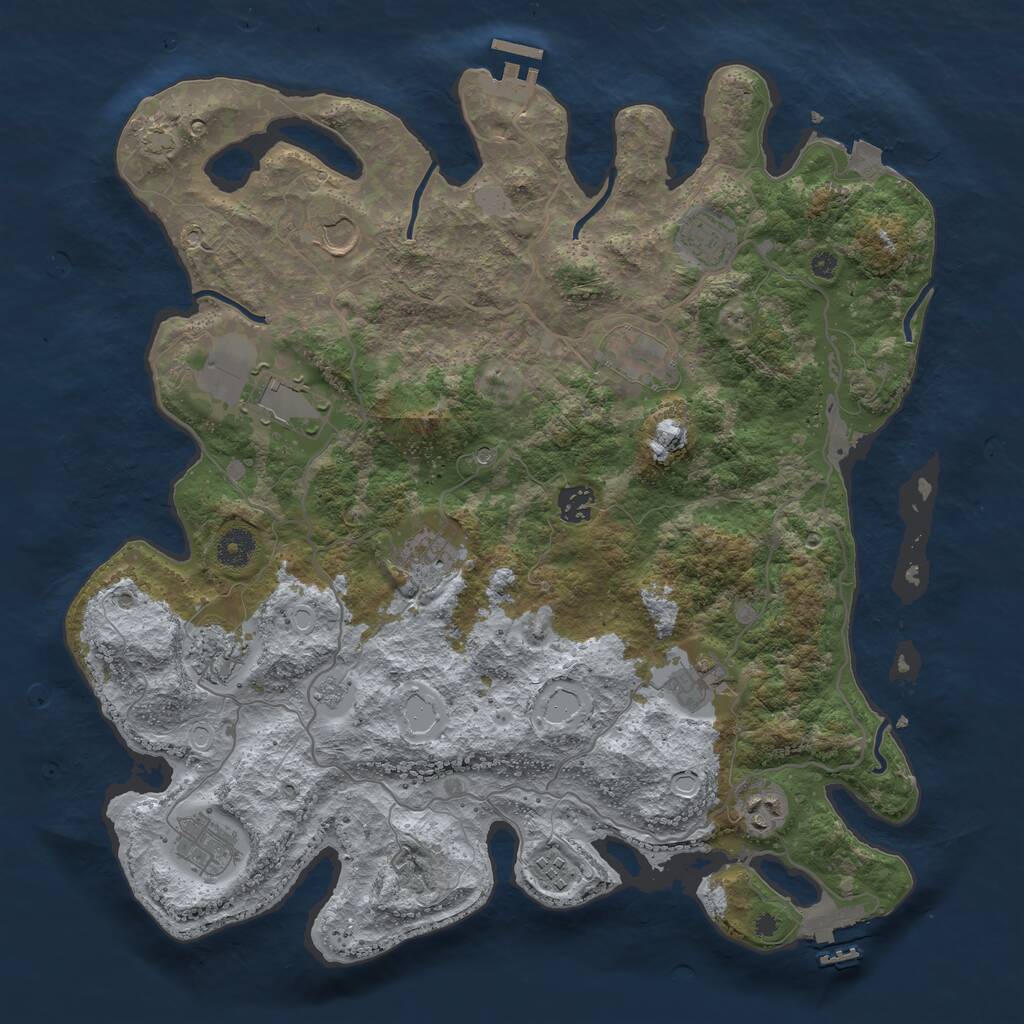 Rust Map: Procedural Map, Size: 4000, Seed: 1359308579, 17 Monuments