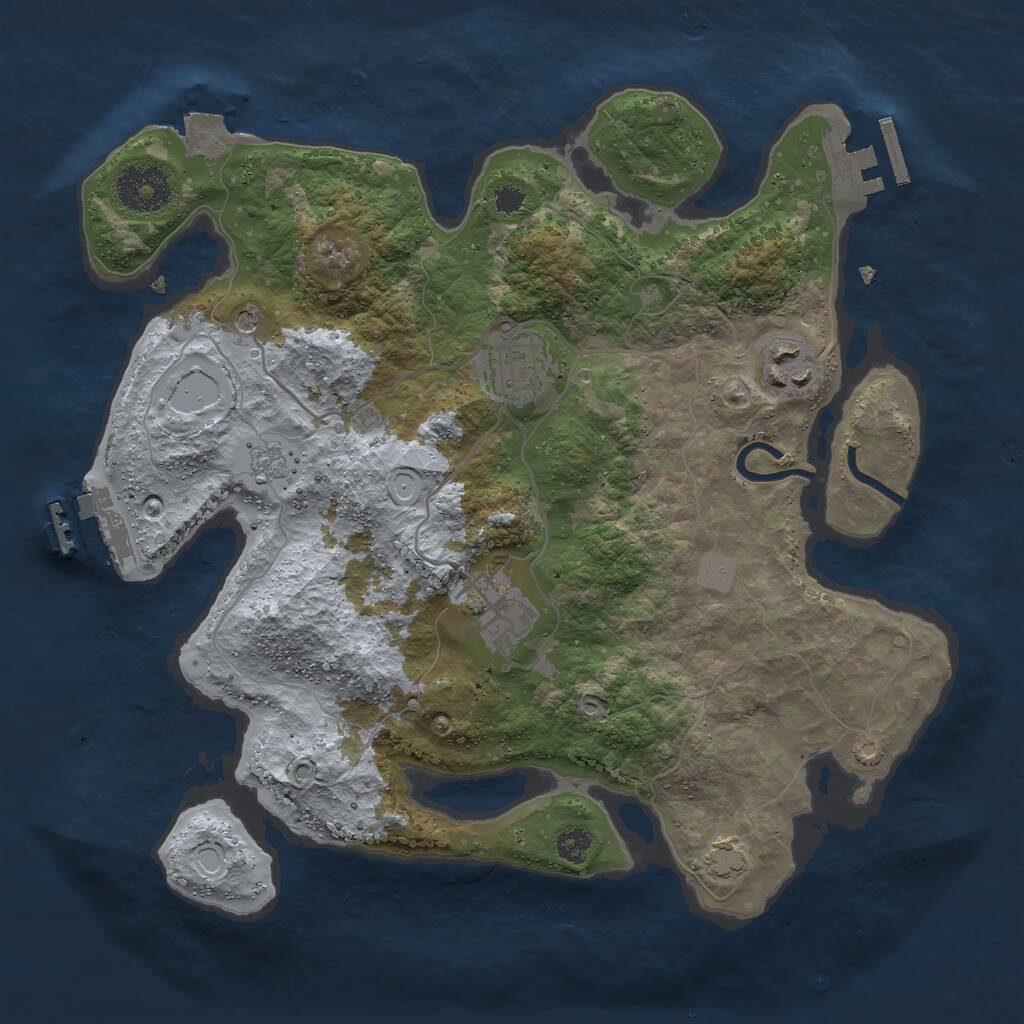 Rust Map: Procedural Map, Size: 3000, Seed: 20046, 9 Monuments