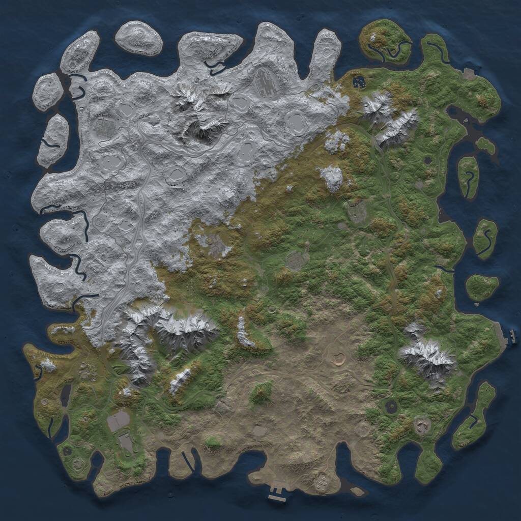 Rust Map: Procedural Map, Size: 6000, Seed: 3678945, 17 Monuments