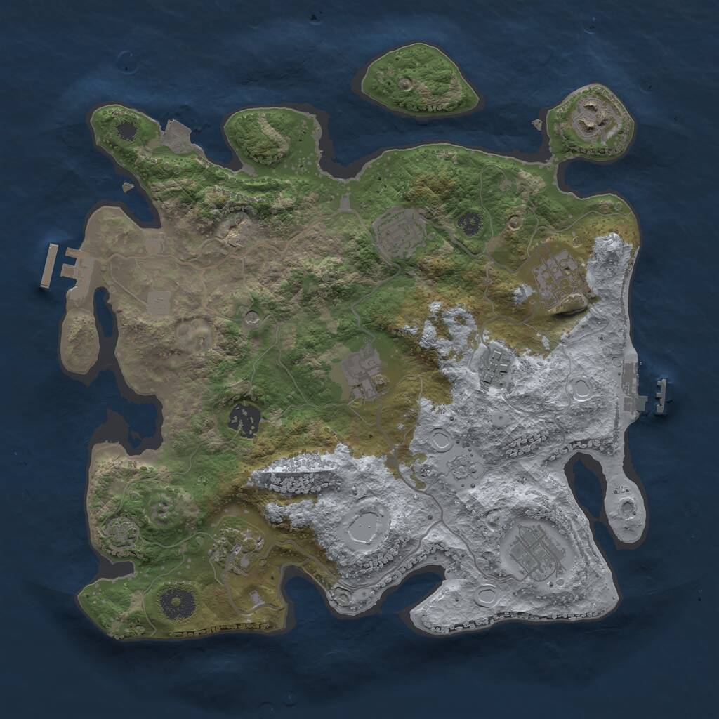 Rust Map: Procedural Map, Size: 3250, Seed: 8794166, 14 Monuments