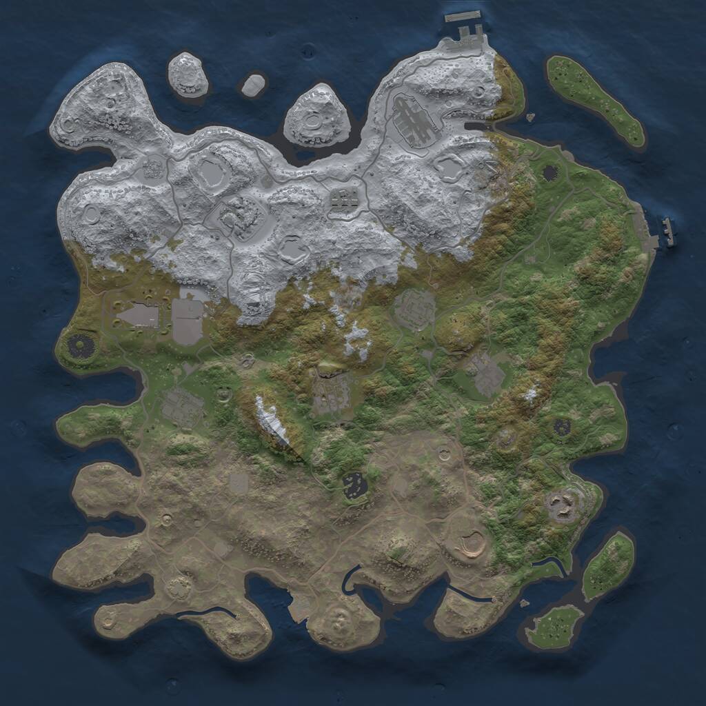 Rust Map: Procedural Map, Size: 4000, Seed: 163570231, 17 Monuments