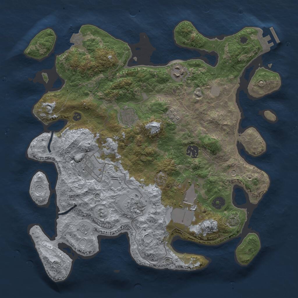 Rust Map: Procedural Map, Size: 3500, Seed: 468352045, 12 Monuments