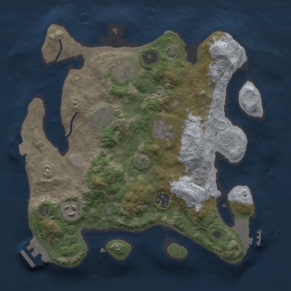 Rust Map: Procedural Map, Size: 3000, Seed: 36945, 11 Monuments