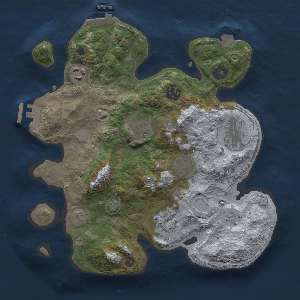 Rust Map: Procedural Map, Size: 3000, Seed: 1836365550, 11 Monuments