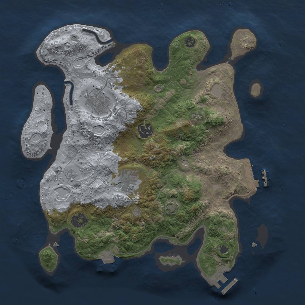 Rust Map: Procedural Map, Size: 3000, Seed: 6545, 9 Monuments