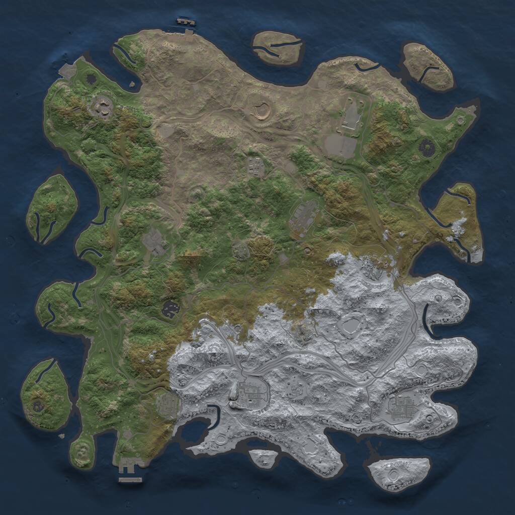 Rust Map: Procedural Map, Size: 4500, Seed: 797899385, 17 Monuments