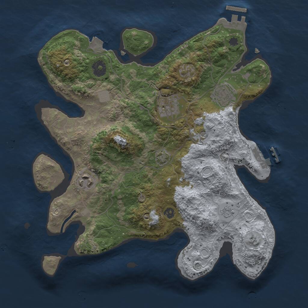 Rust Map: Procedural Map, Size: 3000, Seed: 466642741, 9 Monuments