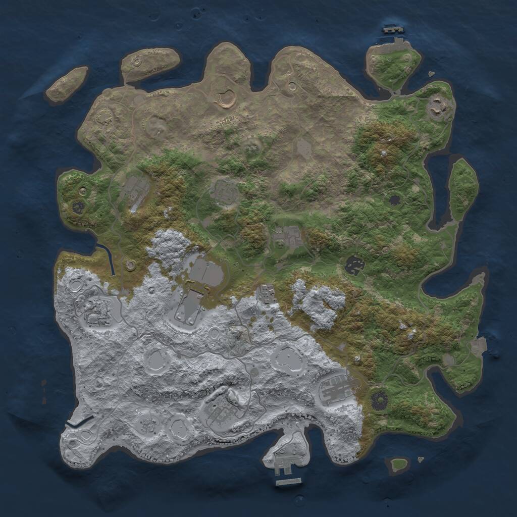 Rust Map: Procedural Map, Size: 4096, Seed: 1073564628, 17 Monuments