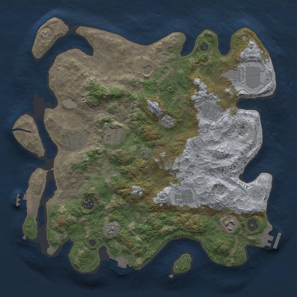 Rust Map: Procedural Map, Size: 3700, Seed: 358913939, 15 Monuments
