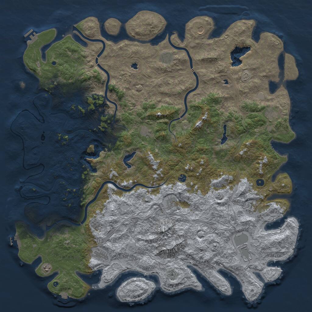 Rust Map: Procedural Map, Size: 6000, Seed: 2045761286, 17 Monuments