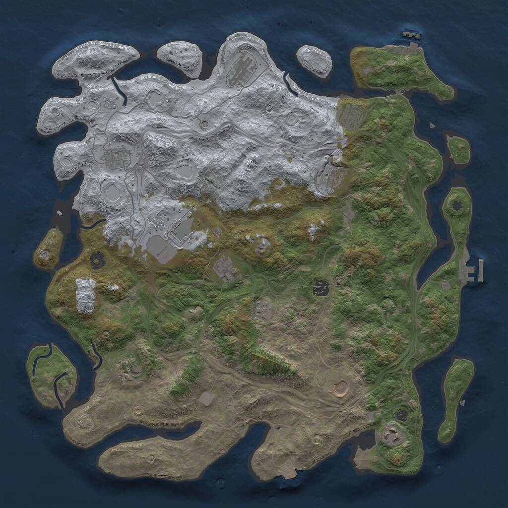 Rust Map: Procedural Map, Size: 4500, Seed: 795108485, 17 Monuments