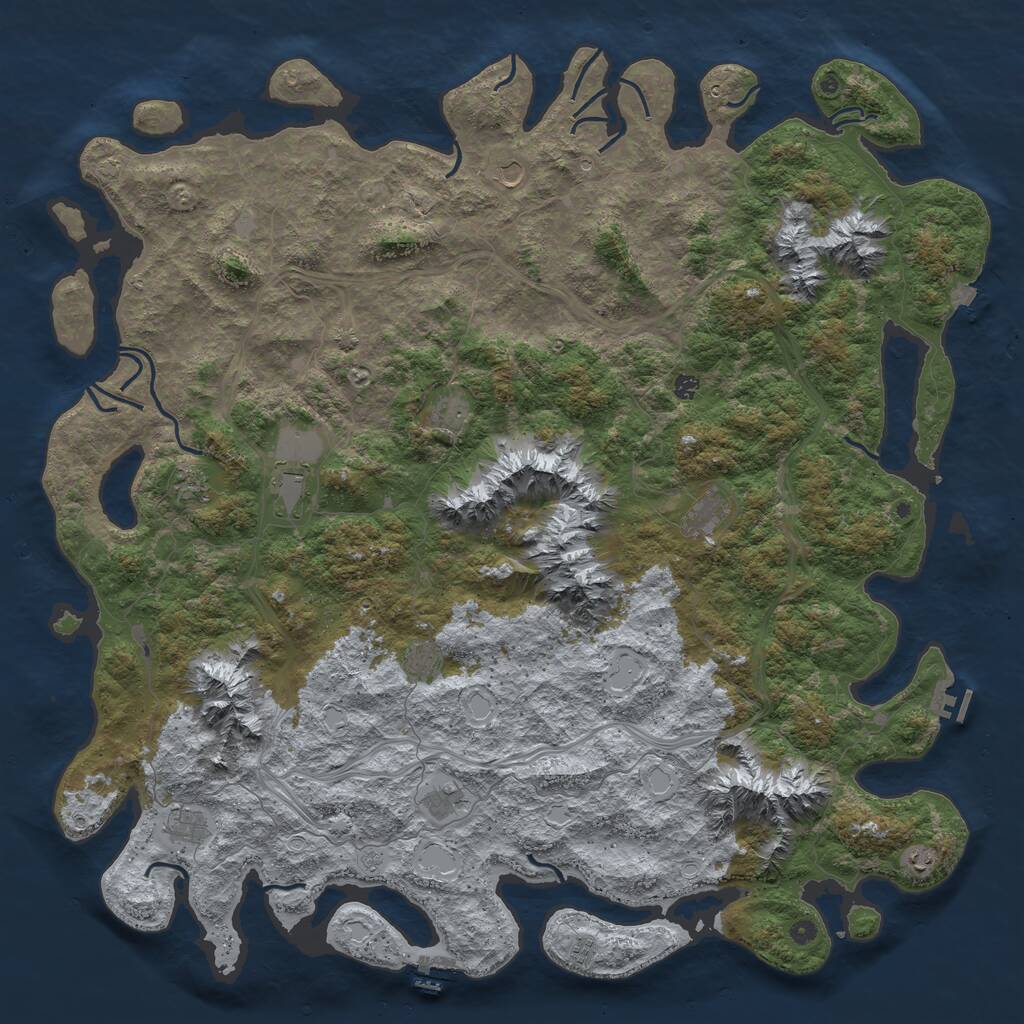 Rust Map: Procedural Map, Size: 6000, Seed: 803405147, 17 Monuments