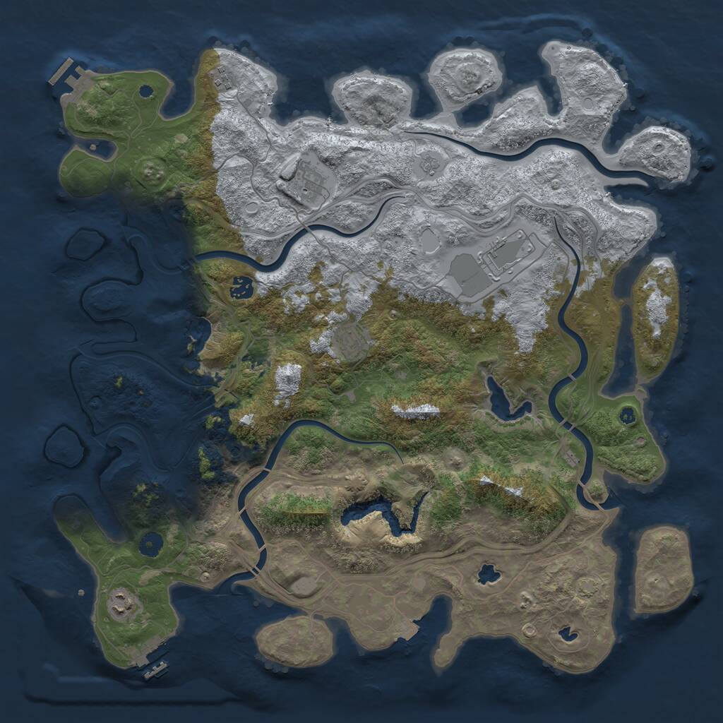 Rust Map: Procedural Map, Size: 4500, Seed: 1908025267, 12 Monuments