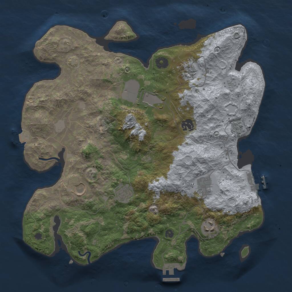 Rust Map: Procedural Map, Size: 3500, Seed: 1640062519, 13 Monuments